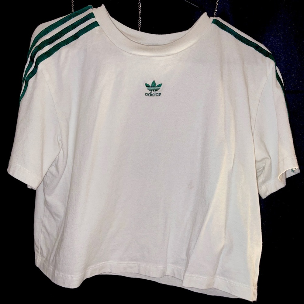 Adidas green striped crop top! Size US L/UK 18. Barely worn.